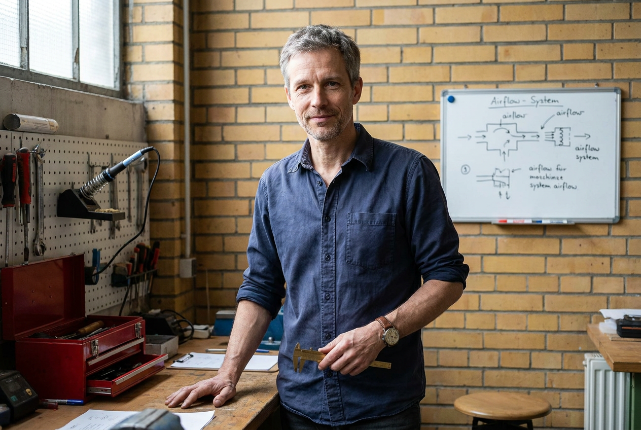 Laurent Mercier, inventeur de l'Coolizi, dans son atelier à Lyon